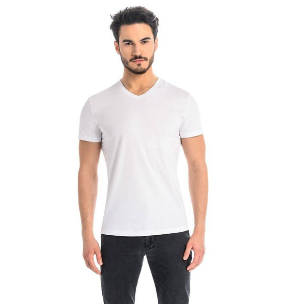  Teyli T-Shirt Męski Bawełniany Dany V- biały 