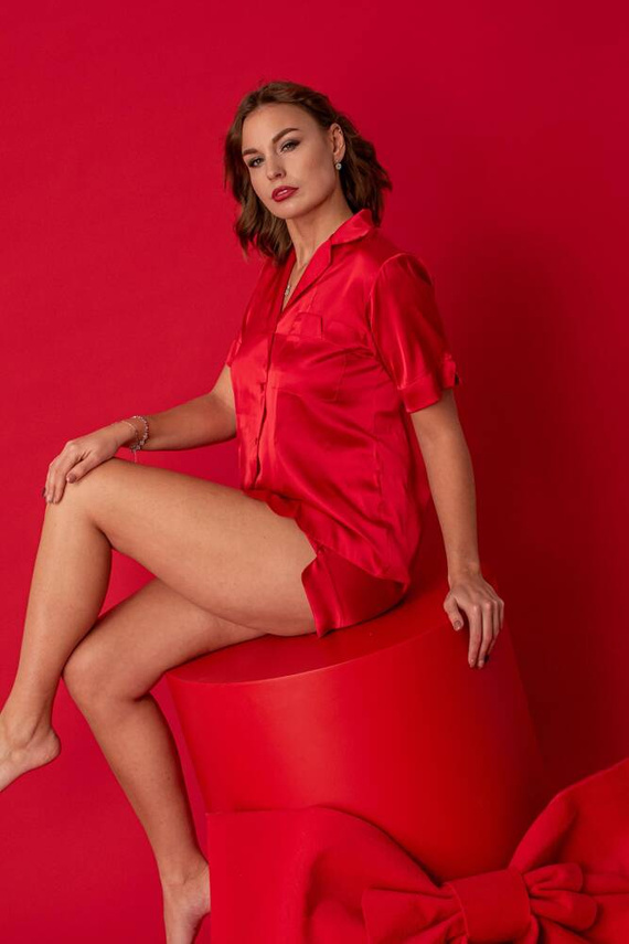 Piżama damska rozpinana 762 Cordelia De Lafense - czerwony