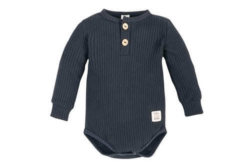 Body polo z długim rękawem "Natural Waffel " Makoma black