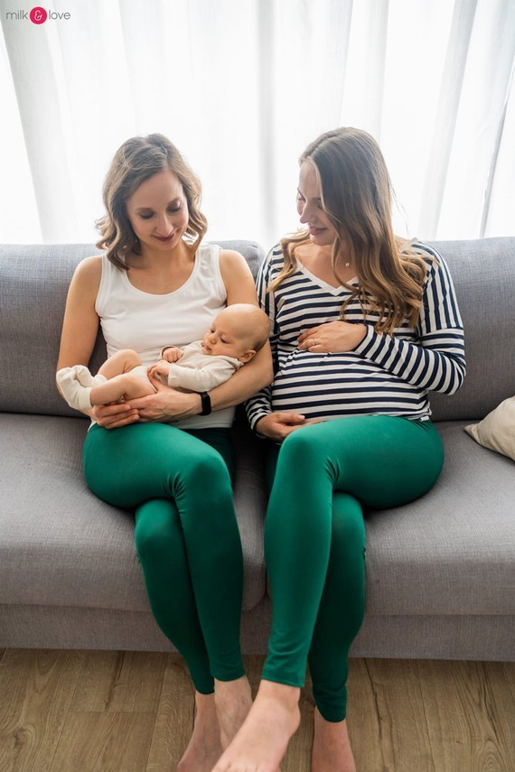 Bluzka ciążowa i do karmienia z rękawem Two Ways Milk&Love granatowo-białe paski