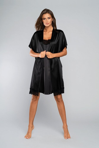 Szlafrok krótki rękaw Dotyk Italian Fashion - czarny