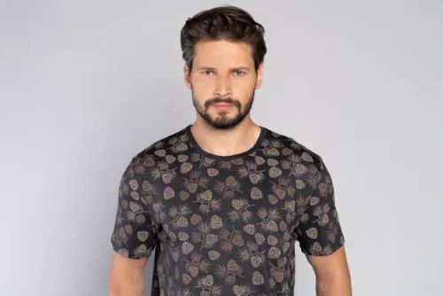 Piżama Męska z krótkim rękawem i spodenkami Pinus Italian Fashion - druk/grafit 