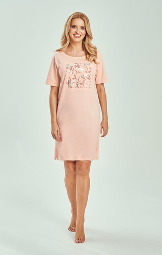 Bawełniana Koszula Nocna Damska Valentina Taro 3554 – Kobiecy Nadruk, Krótki Rękaw, Komfort Każdej Nocy