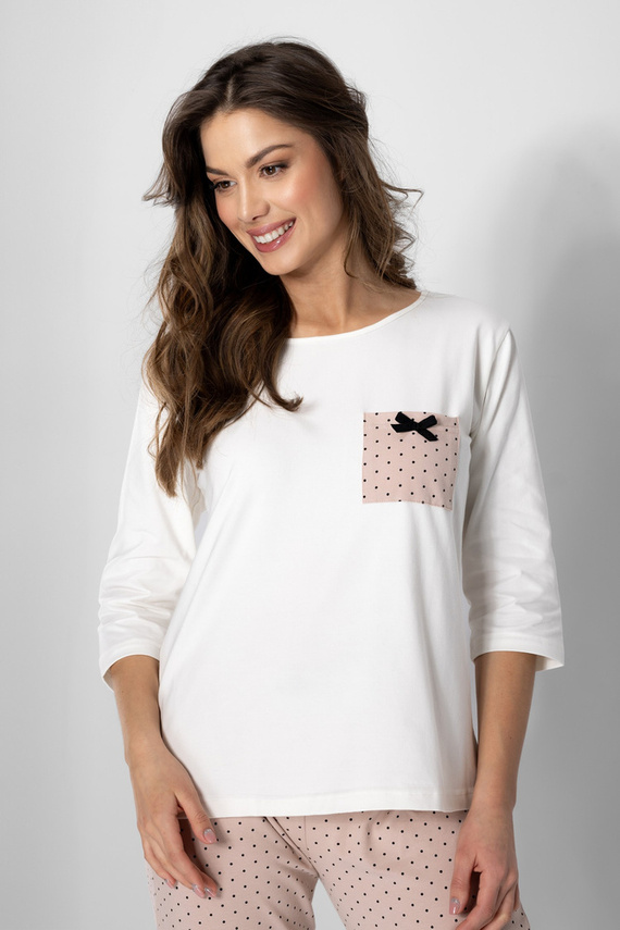 Piżama damska Eliza Momenti Per Me ecru-powder pink