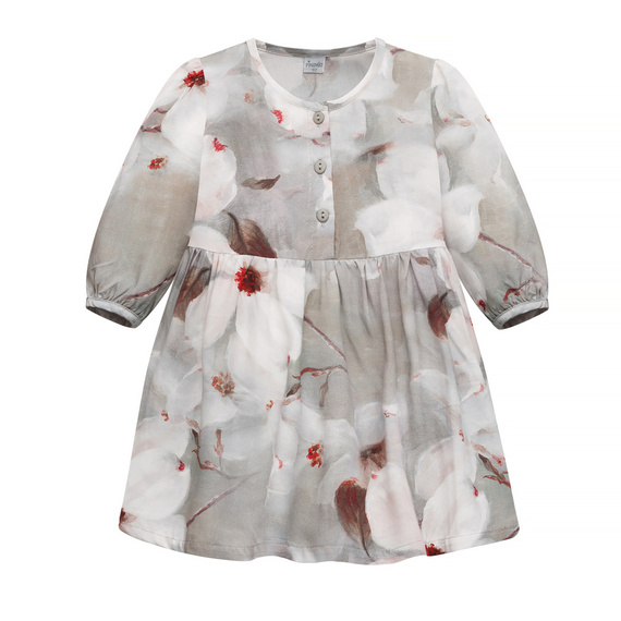 Sukienka z długim rękawem Tres Bien Pinokio - szare kwiaty