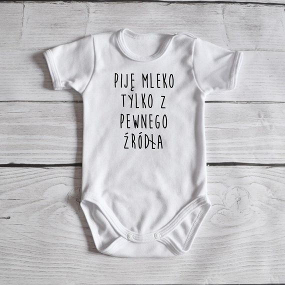 Body krótki rękaw "Piję mleko tylko z pewnego źródła" Moocha czarne