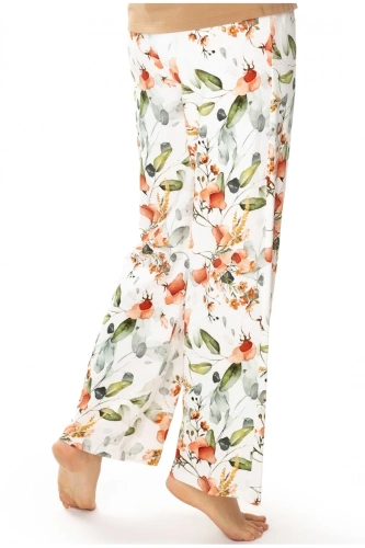 Spodnie piżamowe 86679 Marcella Mewa druk w kwiaty