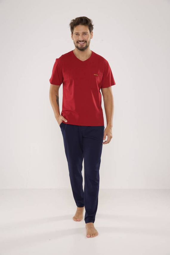 Piżama Męska 624 Kevin De Lafense - bordo- granat
