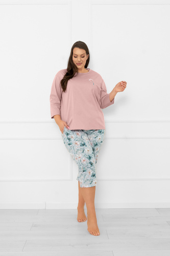 Piżama damska Perlis – kwiatowy akcent i naturalna bawełna Italian Fashion