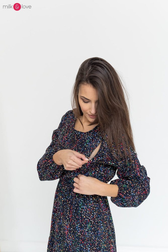 Sukienka ciążowa i do karmienia Lovely Dress Milk&Love granatowa w print
