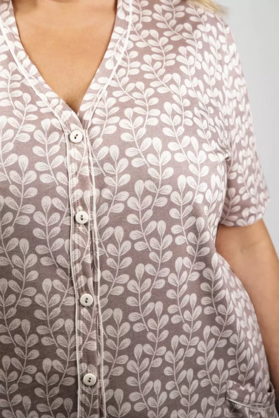 Piżama Damska krótki rękaw, 3/4 spodnie Ramira Italian Fashion - druk/cappucino