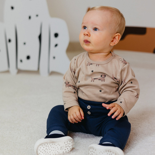 Body z długim rękawem Puppy Playtime Eevi- beżowe