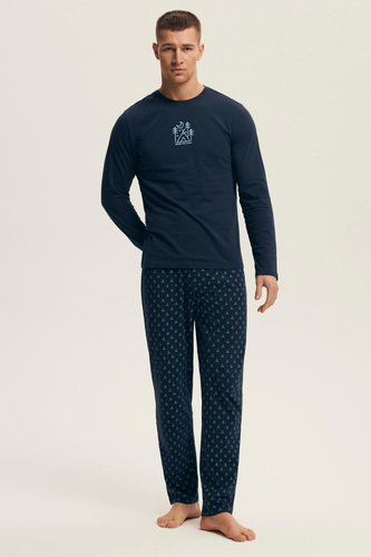 Piżama męska Henderson Core 43478 Lush – bawełniana, długi rękaw, w pudełku