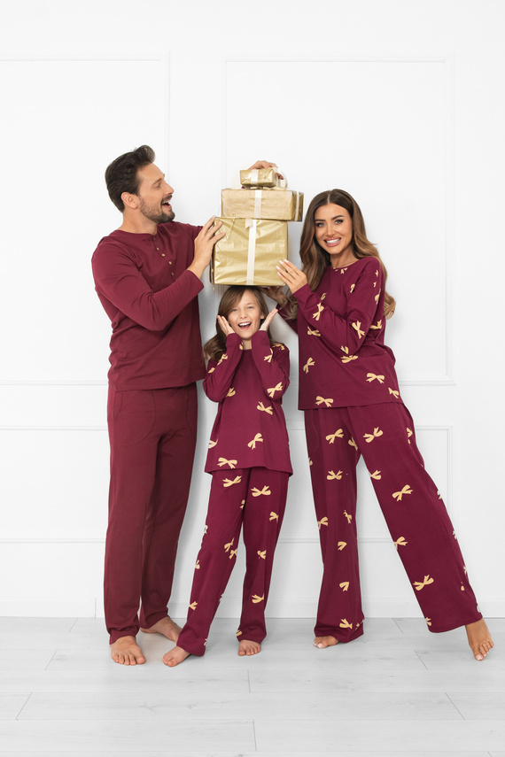 Italian Fashion Kwadro – elegancka piżama damska bawełniana z kokardkami