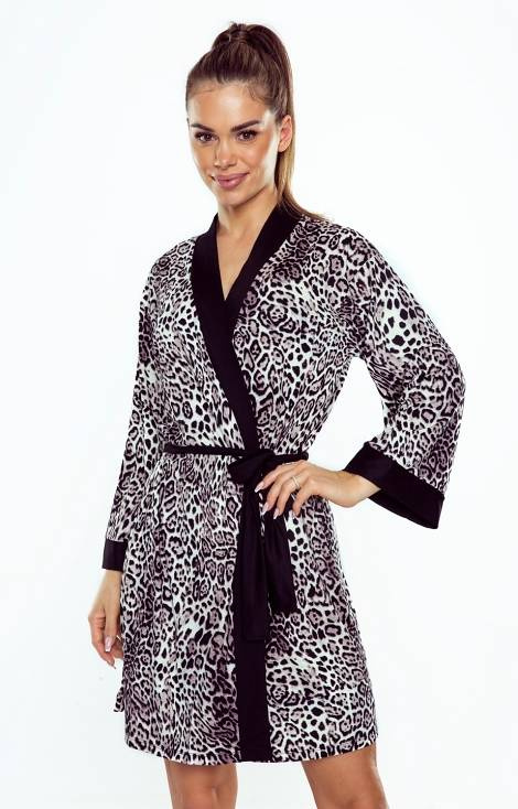 Szlafrok damski Shanti Eldar czarny-panterka