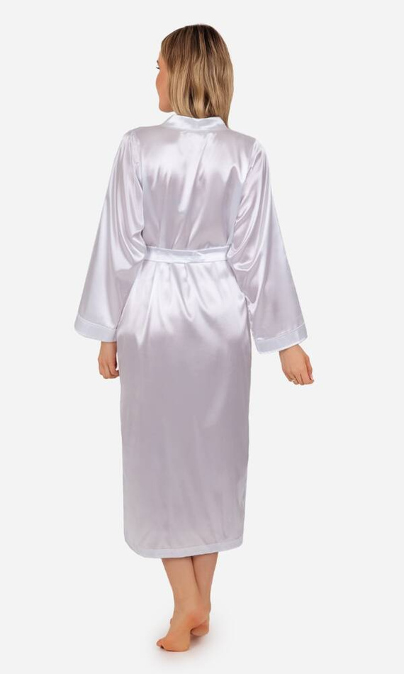 Szlafrok damski satynowy długi Eunika ByShelly - biały