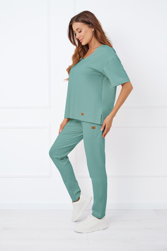 Bluzka z krótkim rękawem Caro Italian Fashion - szałwiowy 