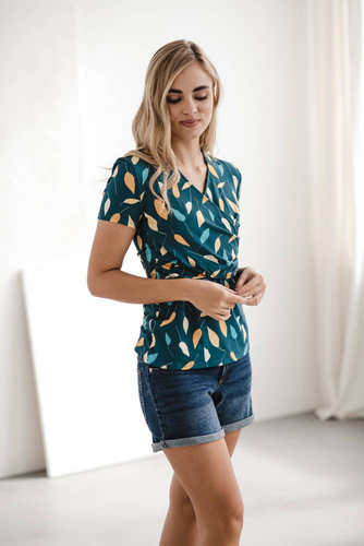 Bluzka do karmienia i ciążowa Milk Bar Milk&Love turkusowy w listki