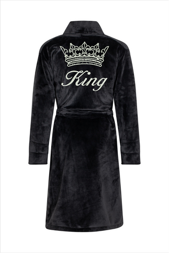 Szlafrok męski King + Korona ByShelly - czarny/srebrny