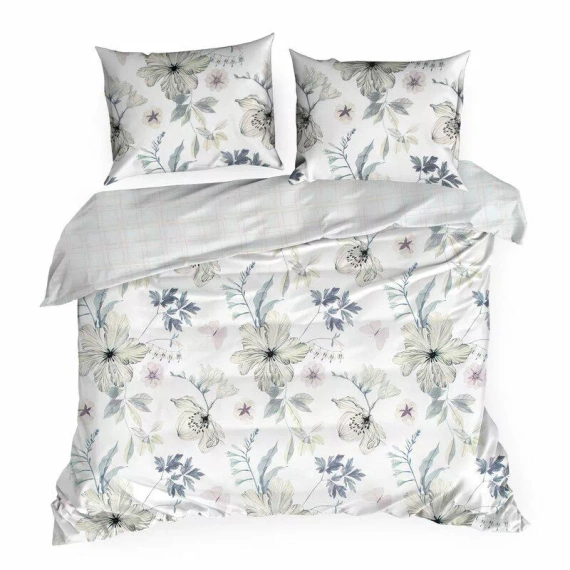 Pościel satynowa Spring 37 Kwiaty Eurofirany biały/zielony