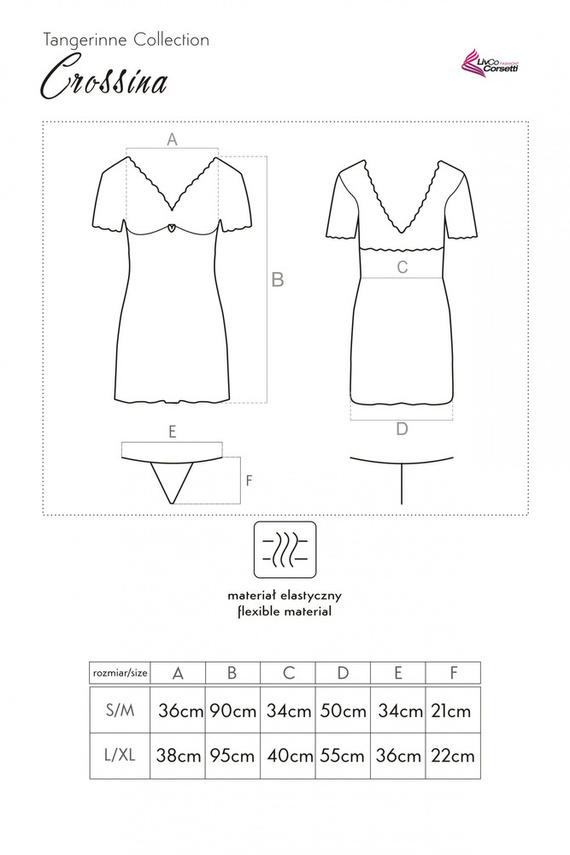 Komplet, koszulka + stingi Crossina LC 90465 LivCo Corsetti Fashion