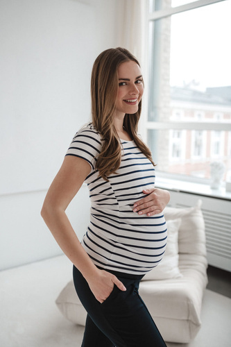 Bluzka do karmienia i ciążowa z krótkim rękawem Milk Shirt Milk&Love w cienkie paski