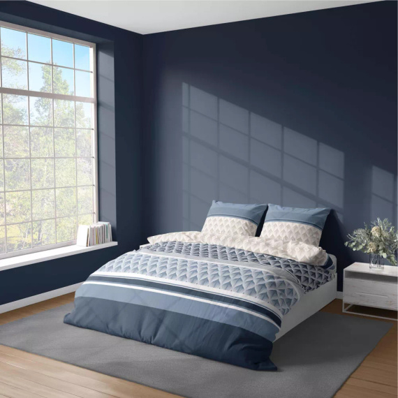 Pościel z mikrofibry geometria 5028 A Detexpol niebieski