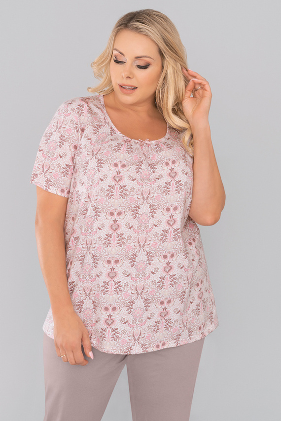 Piżama Damska krótki rękaw, 3/4 spodnie Kalmia Italian Fashion- druk