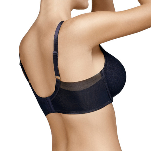 Usztywniany biustonosz Katia Selene czarny   – z tiulem, dekoltem plunge i efektem wygładzenia pleców