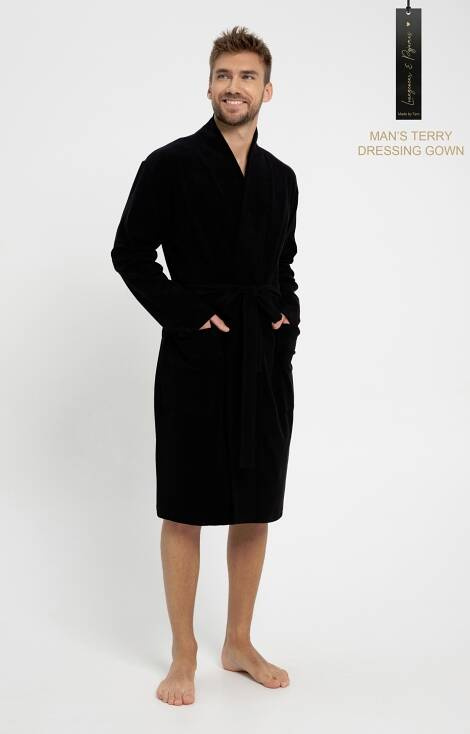 Szlafrok Męski bawełniany 3067 Taro - czarny