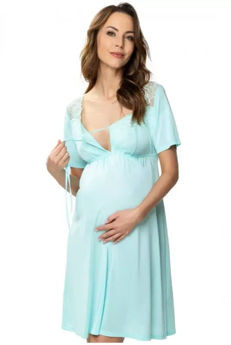 Koszula nocna ciążowa i do karmienia 86561 Lori Mewa miętowy