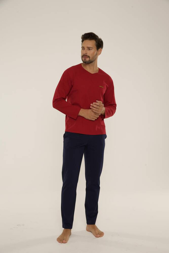 Piżama Męska 683 Kevin De Lafense - bordo- granat