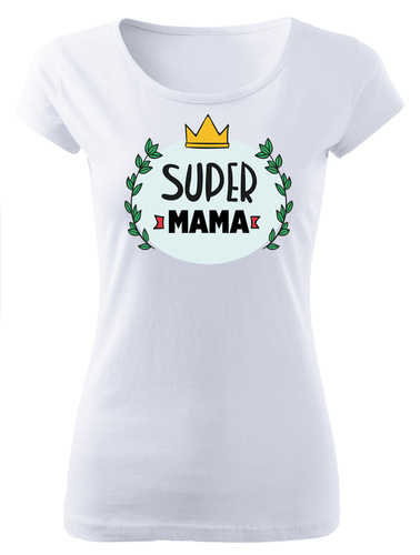 Koszulka damska "Super mama" Moocha biały