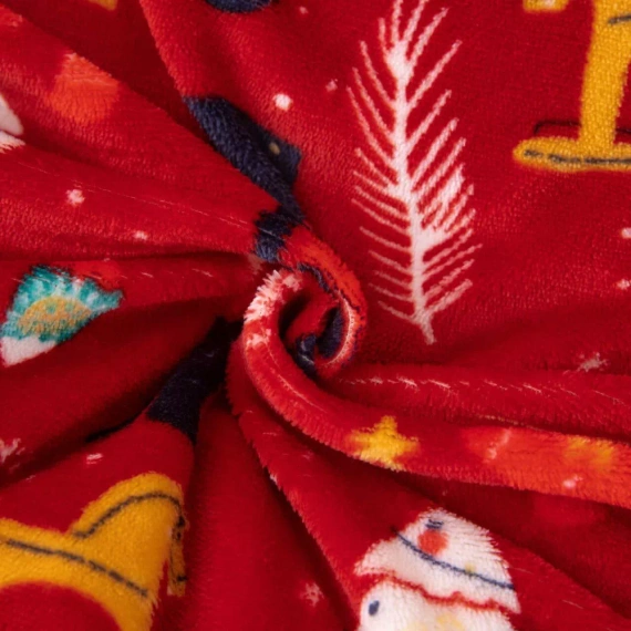 Merry Cozy Pościel pluszowa świąteczna czerwona miś Spod Igły i Nitki– mikrofibra 100%, 210 g/m²