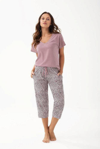 Piżama Damska 345   Luna -kakaowy