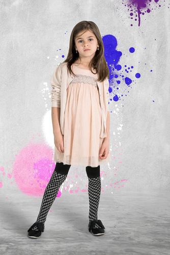 Rajstopy Dziewczęce 2323   Knittex - nero bianco