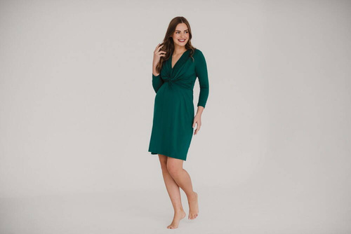 Sukienka ciążowa i do karmienia rękaw Loop 7/8 Milk&Love butelkowa zieleń