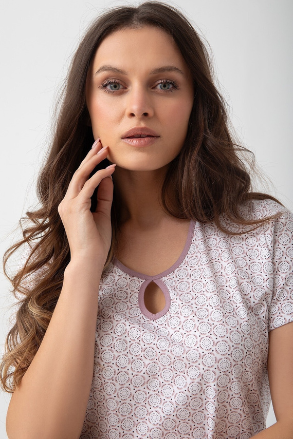 Koszula Nocna z Krótkim Rękawem 209 Luna - ecru