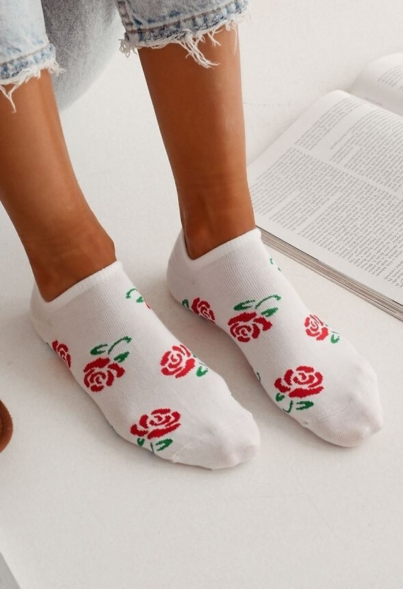 1146-079 Róże Mokasynki Microstopki Milena - biały