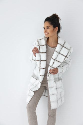 Kardigan Szlafrok Delphine Sensis - biały-kratka