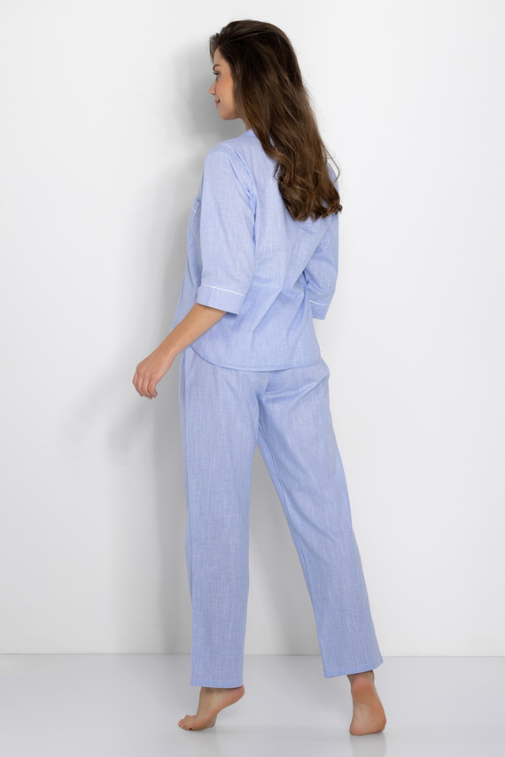 Piżama damska rozpinana len Ocean Dream Momenti Per Me blue