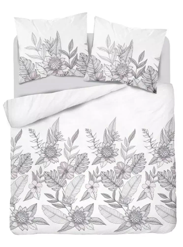 Pościel satynowa kwiaty 4125 B Home Satin Detexpol biały 