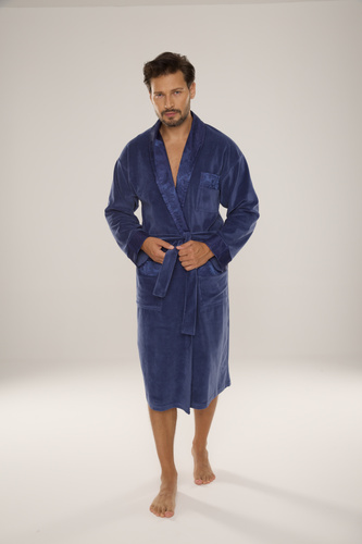 De Lafense Noble 868 – szlafrok męski welurowy elegancki, praktyczny, wygodny, jeans