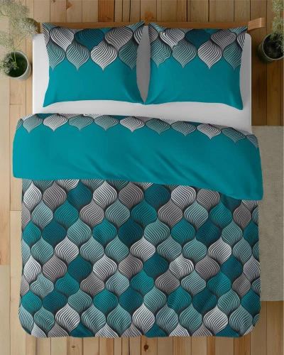 Pościel satynowa Orientalna mozaika 5226 A Detexpol turkusowy