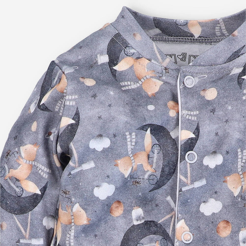 Pajacyk z bawełny organicznej Space Tour Nini druk