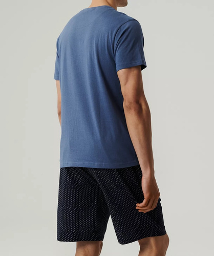 Piżama męska krótki rękaw,NMP-386 Atlantic- niebieski granatowy