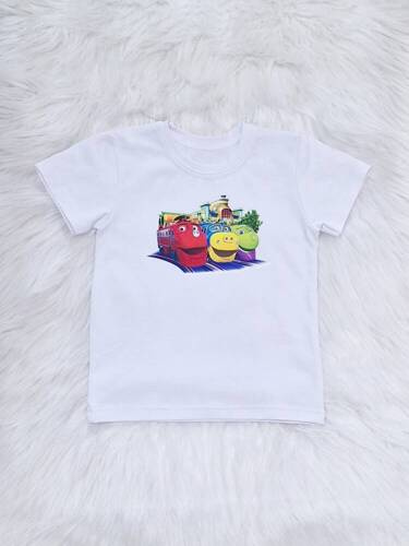 Koszulka dziecięca Pociągi krótki rękaw Bambarillo biały