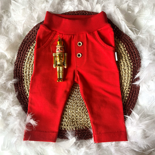 Czerwone Spodnie Dresowe dla Dzieci Mamatti SM014 Merry Christmas – Bawełna