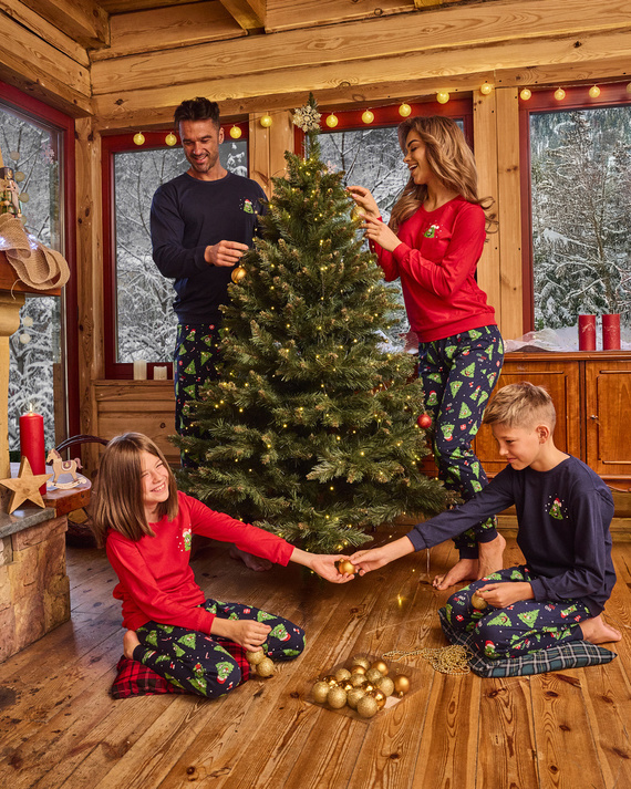 Piżama dziewczęca 592/182 Christmas Tree Cornette czerwony