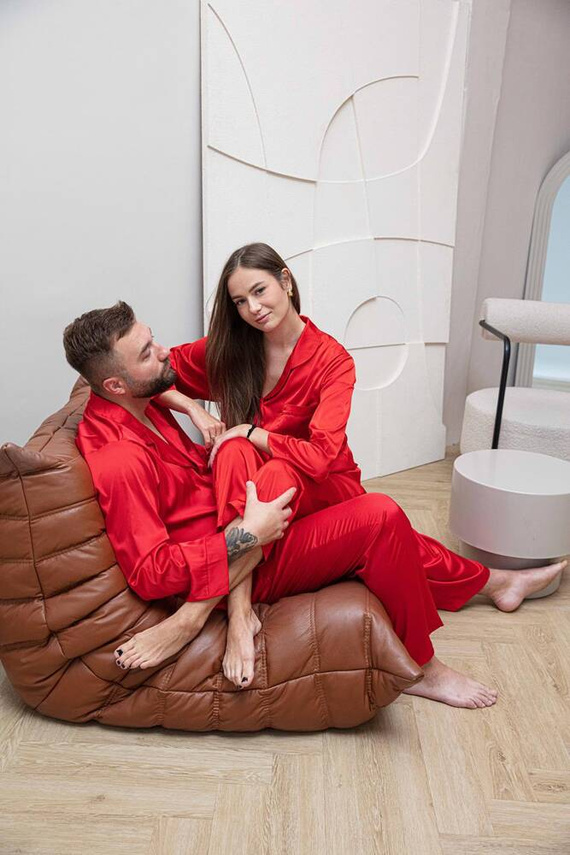 Piżama damska satynowa Amina DKaren - czerwony